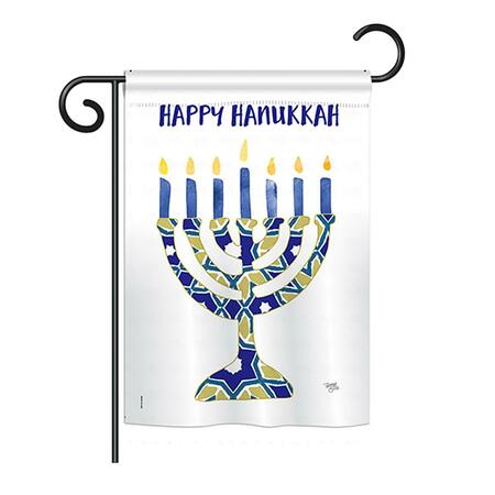 GARDENCONTROL 13 x 18.5 in. Seasonal Hanukkah Impressions  Vertical Garden Flag - Hanukkah Menorah Winter GA3468612